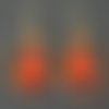 Boucles d'oreilles créoles dorée, coloris orange et ses perles assorties 