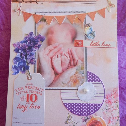Carte 3d + enveloppe assortie, modèle naissance
