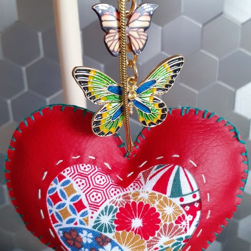 Porte clés / bijoux de sac - modèle papillon vert