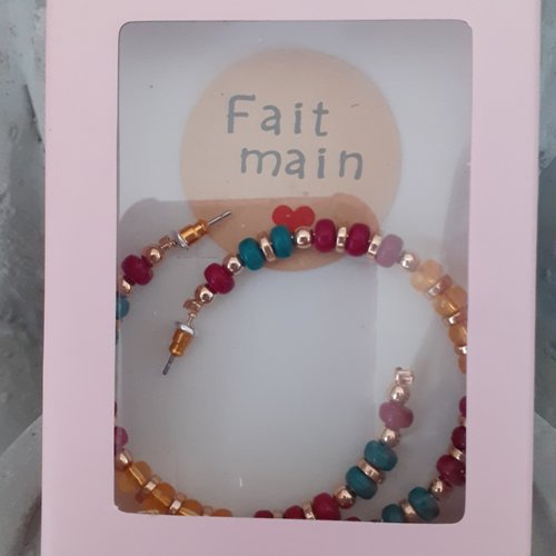 Boucles d'oreilles créoles multicolores