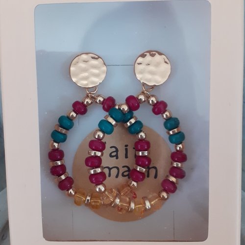 Boucles d'oreilles créoles multicolores