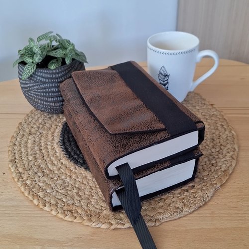 Couvre-livre pour livre de poche, tissu simili cuir