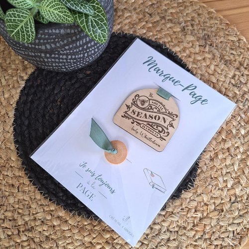 Marque-page bois & ruban, "bridgerton" social season