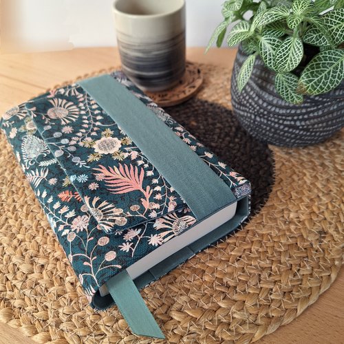 Couvre-livre, tissu jardin sauvage