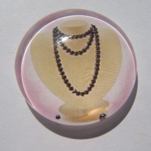 Cabochon buste, collier, en 20 mm, verre, rose, beige,