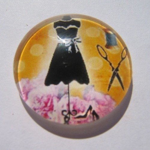 Cabochons, buste de couturière, rond, orange, rose, noir, en 20 mm