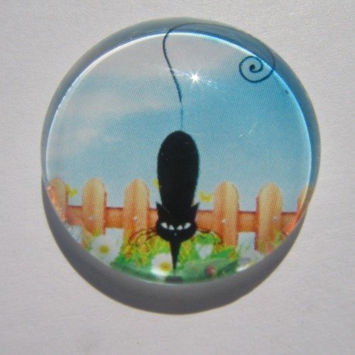 Cabochon, chat, noir, bleu, vert, en 25 mm