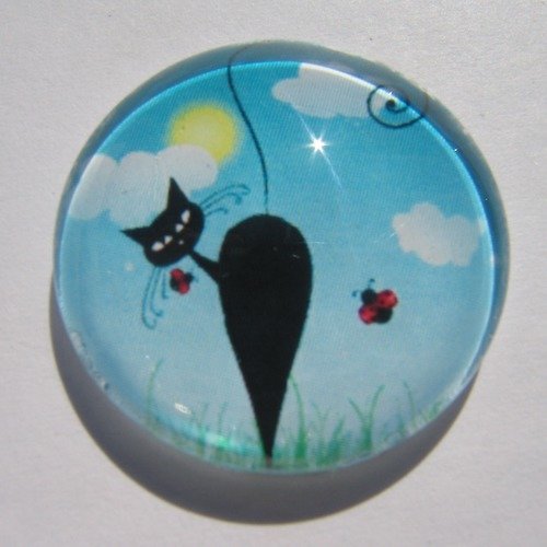 Cabochon chat, en verre, 20 mm