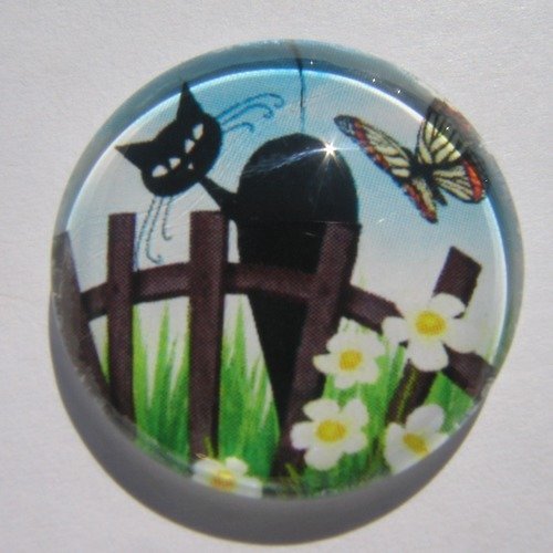 Cabochon chat noir, en 25 mm