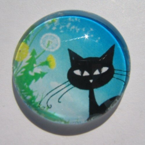 Cabochon chat, en 25 mm, verre,