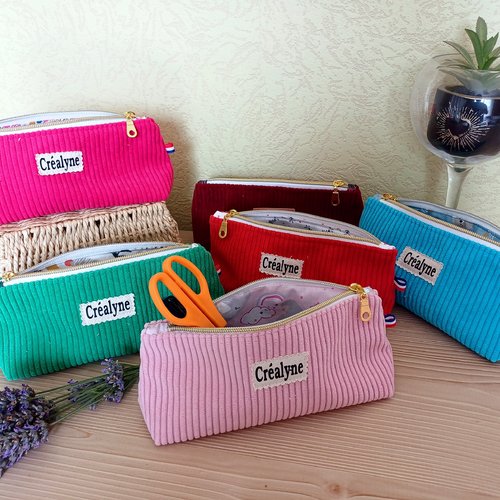 Trousse ecole velours cotelé