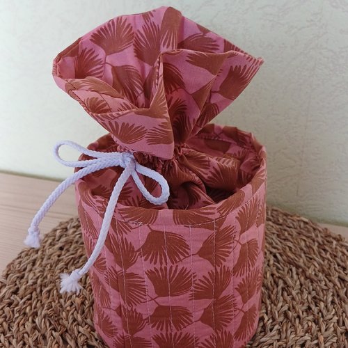 Panier   trousse pochon rond, personnalisable en coton okeo