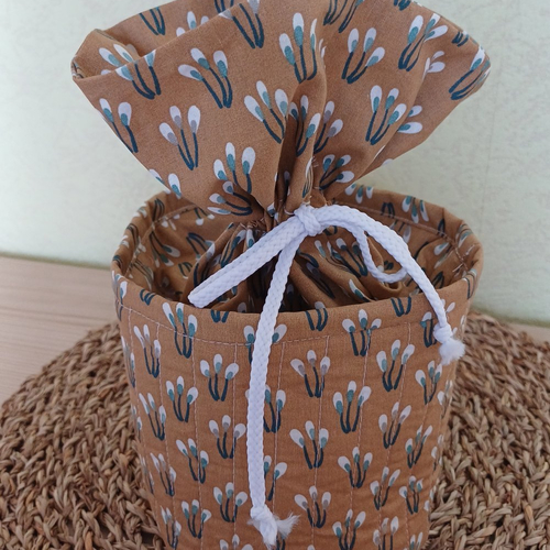 Panier   trousse pochon rond, personnalisable en coton okeo