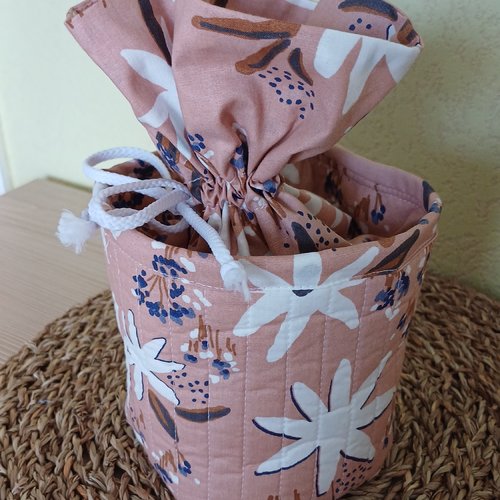 Panier   trousse pochon rond, personnalisable en coton okeo