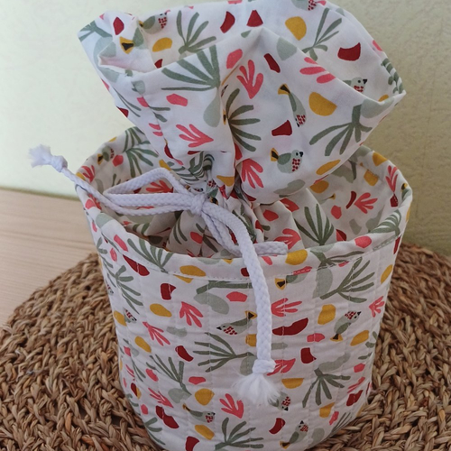 Panier   trousse pochon rond, personnalisable en coton okeo