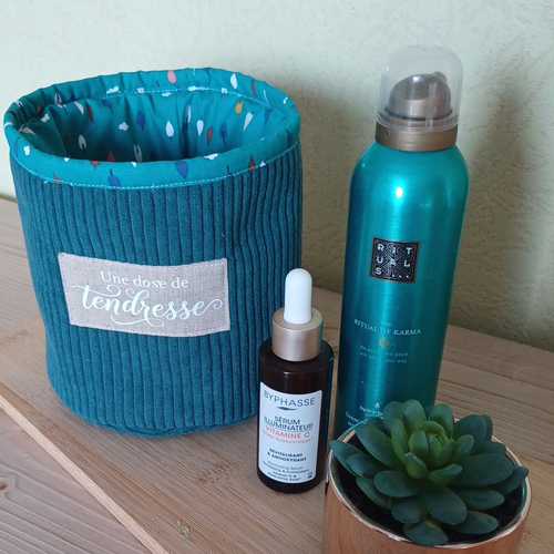 Panier rond en velours - rangement  chic et doux