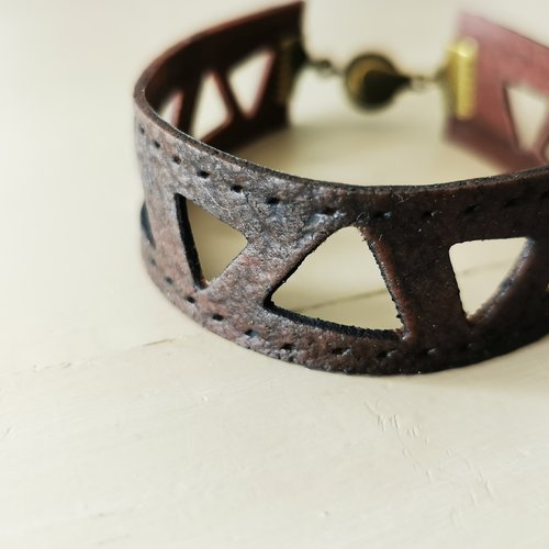 Bracelet collection cuir effect manchon couleur turquoisee