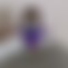 Porte sachet de thé poupée violette brune en pâte polymère