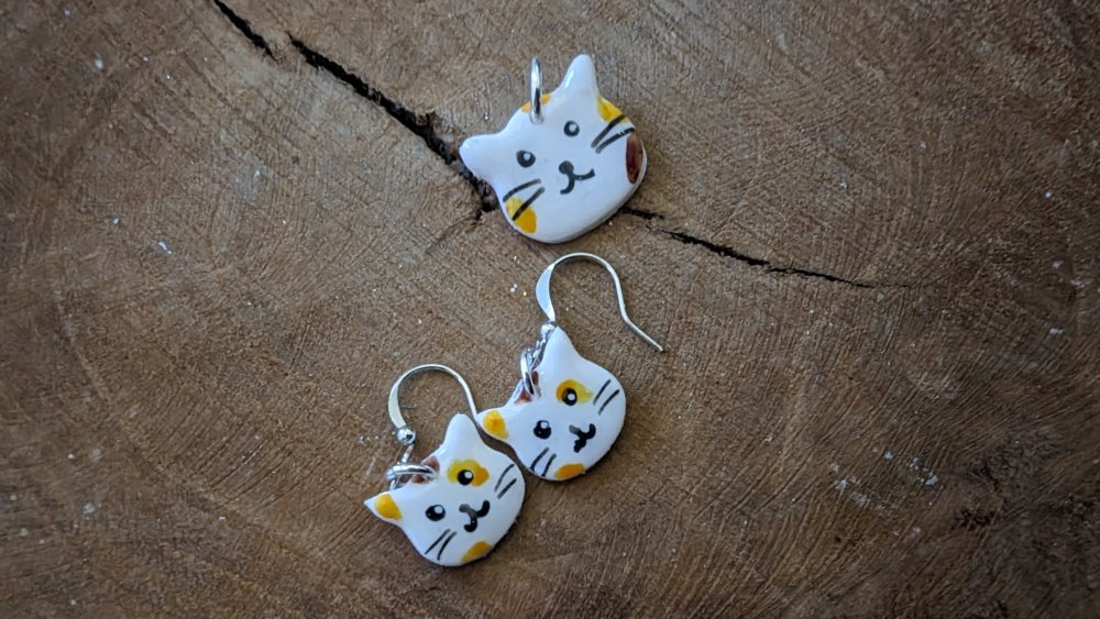 Boucles d'oreilles chat, boucles d'oreilles chat écaille de tortue -   France