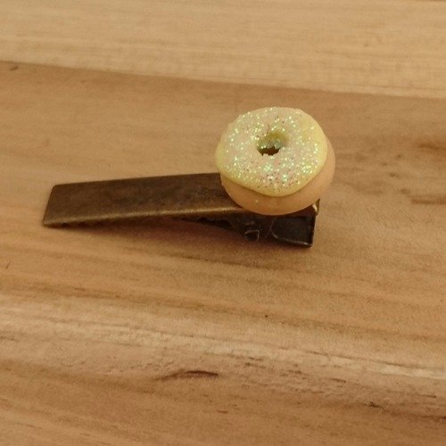 Barrette petite fille donuts jaune paillettes barettepf004