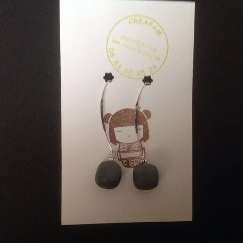 Boucles d'oreilles vip creapam grise 