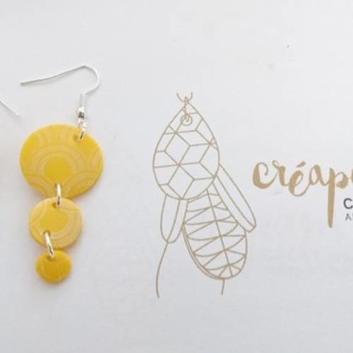 Boucles d'oreilles luna japon jaune en fimo 