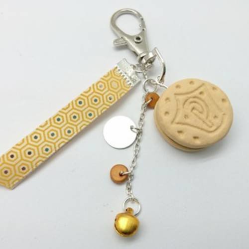Porte clef bijou de sac "choco chocolat" ruban jaune design 