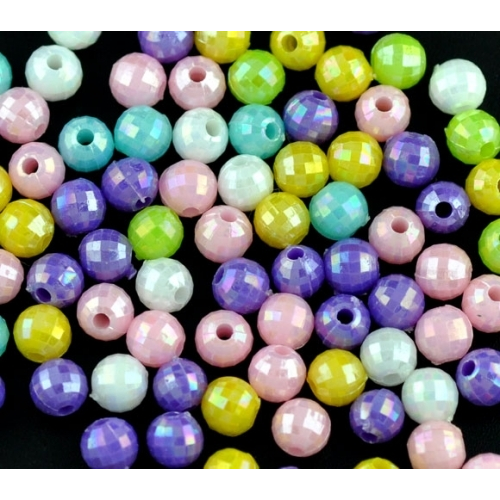 10 Perles Carrées à Facettes 19mm en Acrylique multicolore