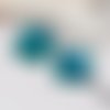 100 x cabochon dôme carré 12mm x 12mm bleu-vert rayé irisé brillant en résine