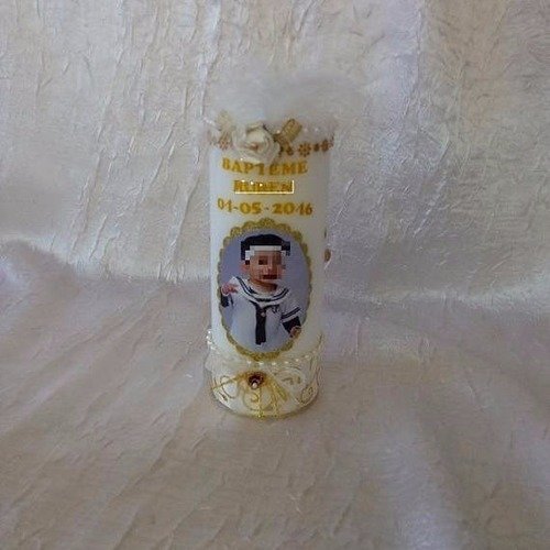 Bougies personnalisées pour baptême ou communion avec photo