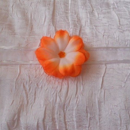 Collier ruban fleur orange "cortège mariage"