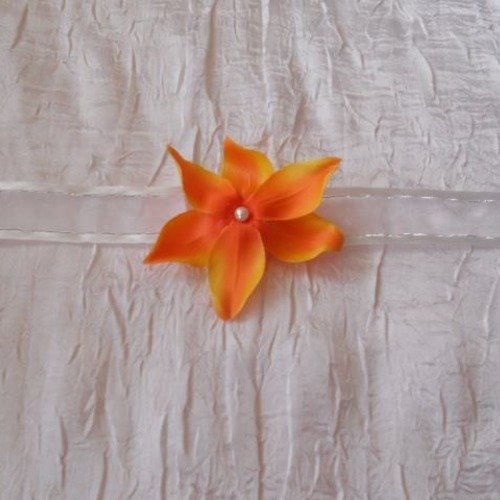 Collier ruban fleur orange "cortège mariage"