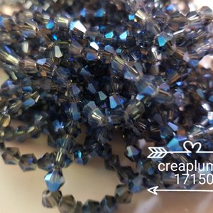 Chapelet de 120 perles en verre à facettes toupie electroplate 4x4.5mm pourpre