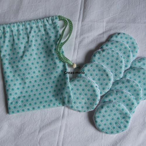 Lot de 10 lingettes lavables rondes avec pochon