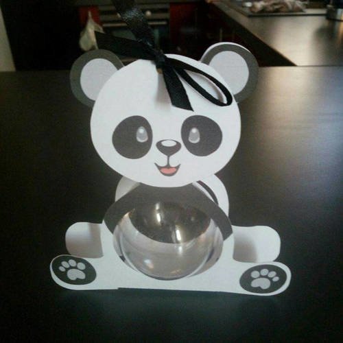 Boite à dragées panda boule plexi ( baptême, naissance, anniversaire) 