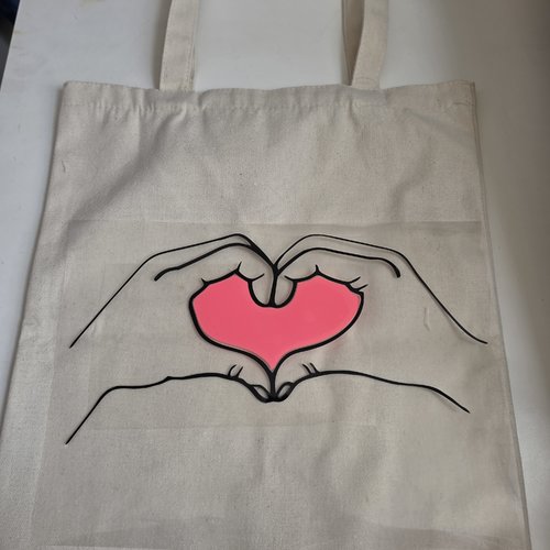 Tote bag personnalisable mains & coeur
