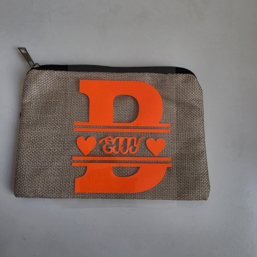 Pochette personnalisable en jute initiale prenom