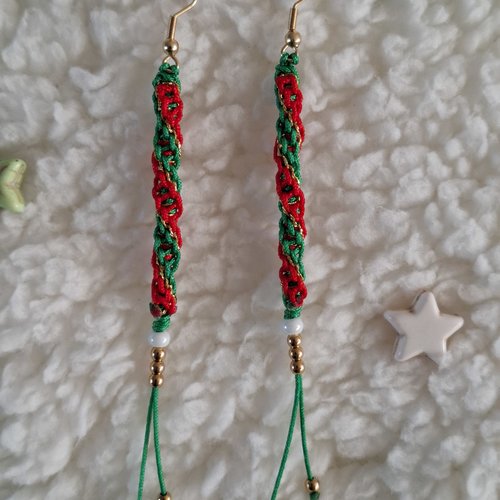 Boucles d'oreilles macramé "c'est noël "