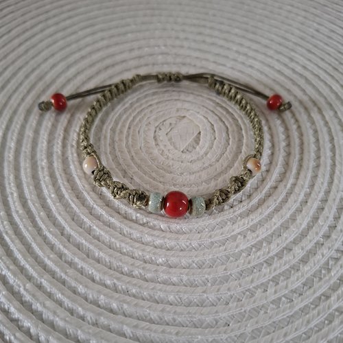 Bracelet macramé "chazam" kaki