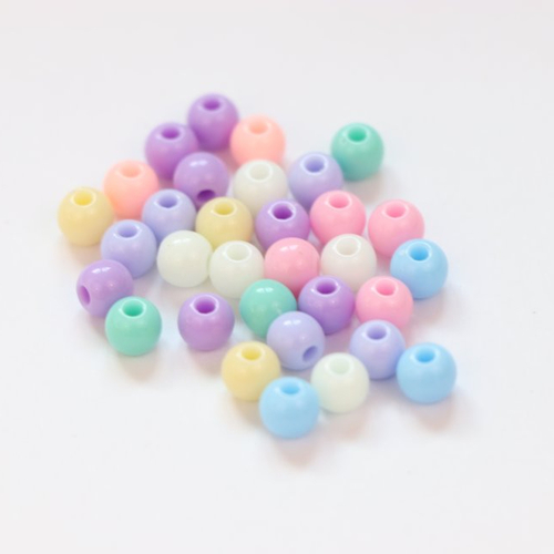 Lot de 30 perles mixte de couleurs pastels 6 mm