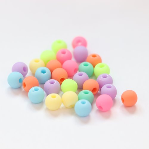 Lot de 30 perles mixte de couleurs mat 6 mm