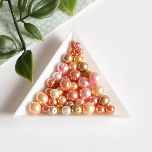 Lot de +30 perles nacré de différentes tailles couleurs pastels