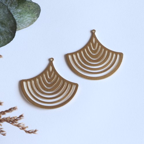 Lot de 2 pendentifs ornements en laiton brut doré