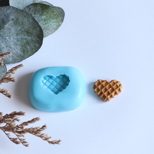 Moule gaufre en forme de cœur 16mm en silicone flexible