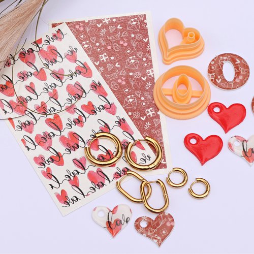 Kit pampilles pâte polymère "love" acier inoxydable