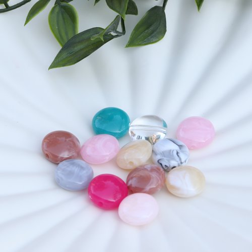 Lot de 12 grandes perles acrylique rondes 16mm