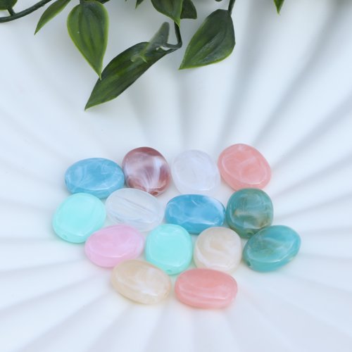 Lot de 14 grandes perles acrylique ovales 18mm