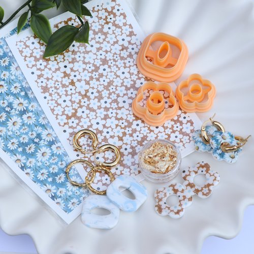 Kit outils pâte polymère créoles interchangeables printanières acier inoxydable