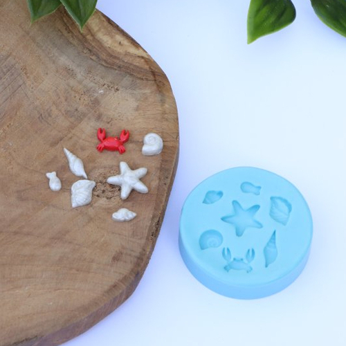 Moule 7 petits éléments marin en silicone flexible