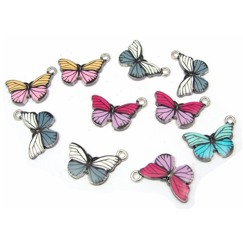 10 breloques papillons13x10mm